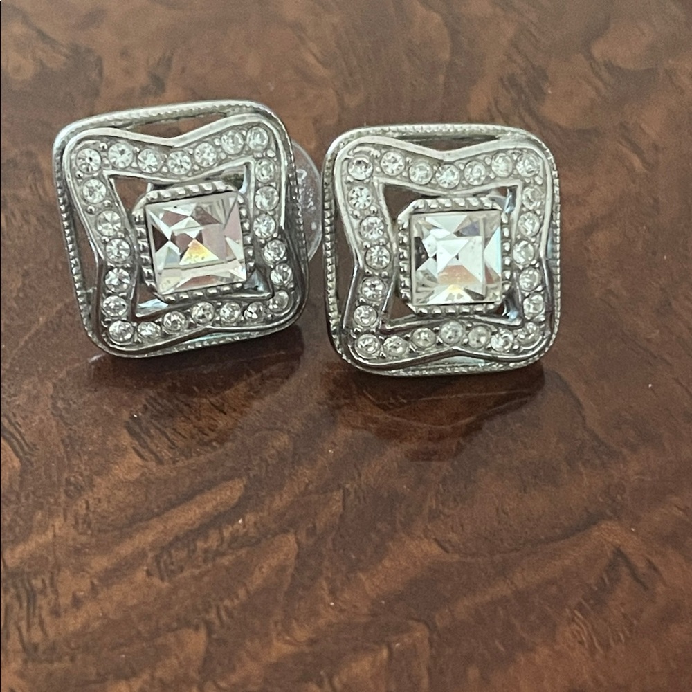 Givenchy Silver Stud Rhinestone Earrings - image 1